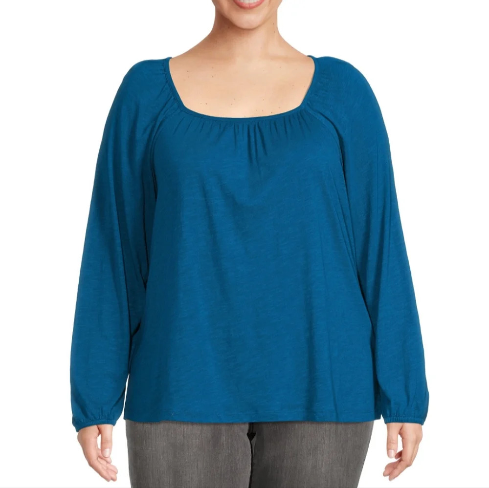 Women's Size 1X (16W-18W) Square Neck Knit Top NWT